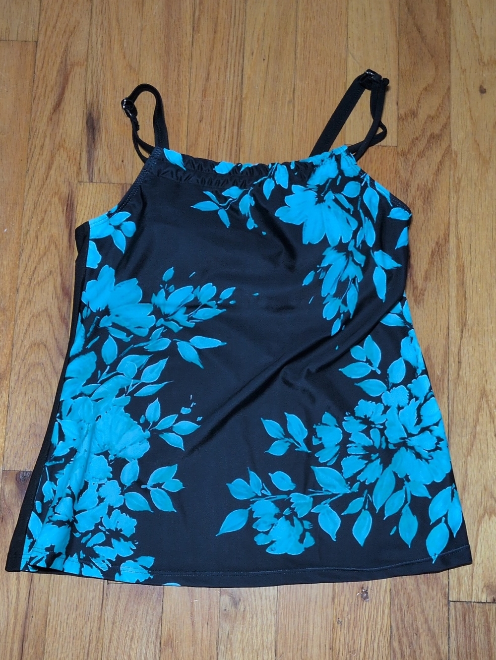 Black & Teal Kona Sol women's Floral Tankini swim top M